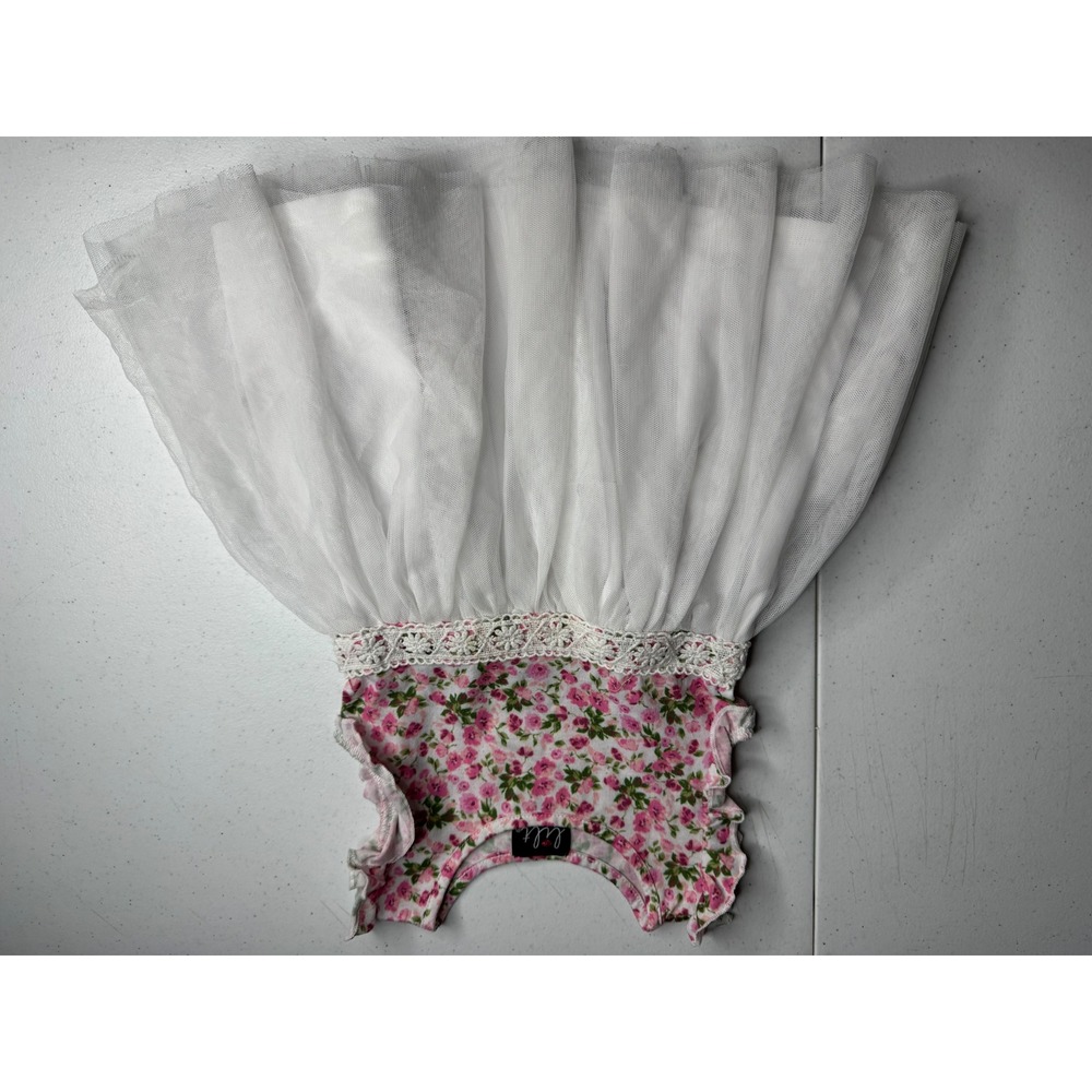 Lilt Toddler Girls Floral Tulle Dress Pink White Rose Print Crochet Lace 2T